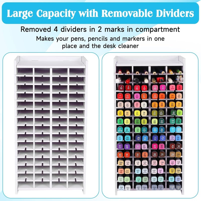 Yrangee Marker Organizer, 120 Slots Marker Holder Organizer, Marker Storage with Divider Art Marker Rack for Pens Colored Pencils Art Brushes Adjustable Pencil Holder for Desk Organizer - Image 4