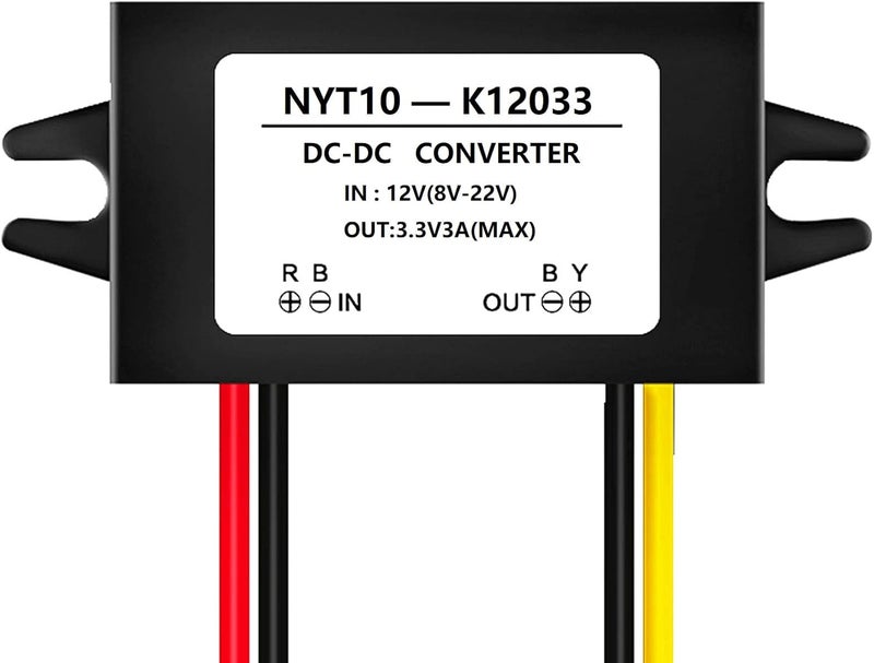 محول خفض الجهد DC إلى DC 3.3V 2A موديول 12V 16V 6V-22V خفض إلى 3.3V 2A محول طاقة مقاوم للماء IP68 مع حماية من التيار الزائد والحرارة الزائدة والدائرة القصيرة وانخفاض الجهد (3.3V 2A، أسود) - Image 1