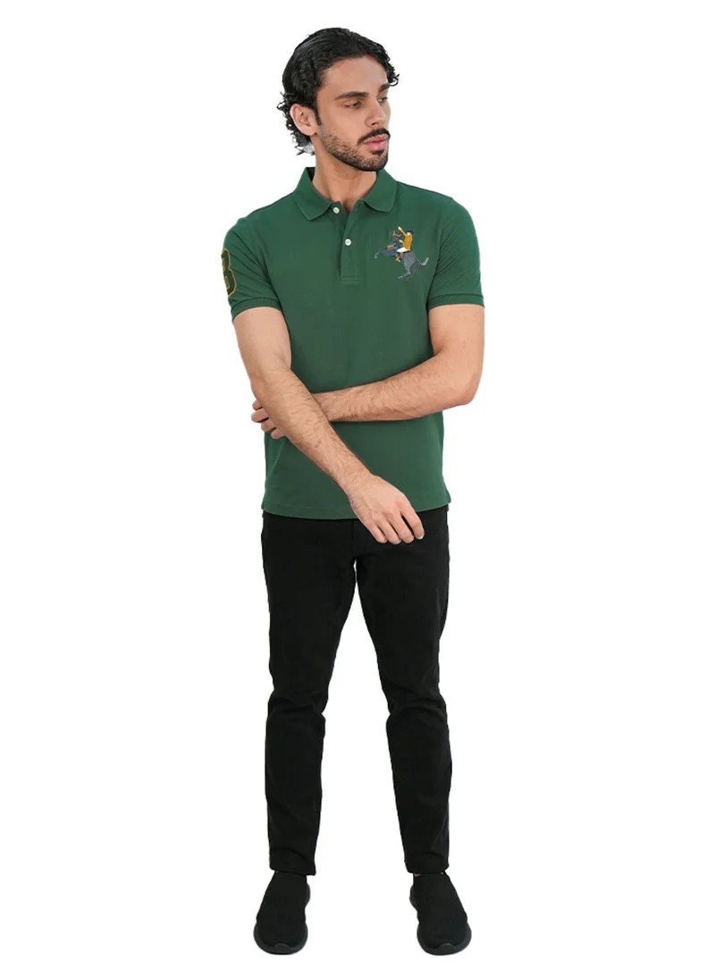 جيوردانو Men’s Slim Fit Napoleon Embroidery Lycra Pique Polo