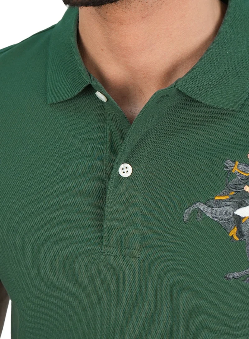 Giordano  Men’s Slim Fit Napoleon Embroidery Lycra Pique Polo for Men | Best Price UAE
