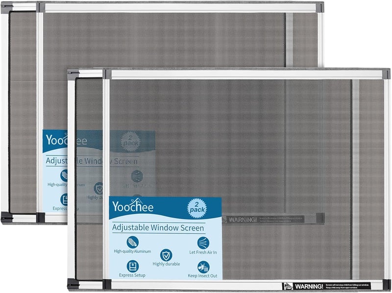Yoochee Expandable Window Screen, 2 Pack Adjustable Window Screen(18" H x 25" - 49" W) - Large Replacement Window Screens with Frame, Durable Replacement Screen for Window - Image 1