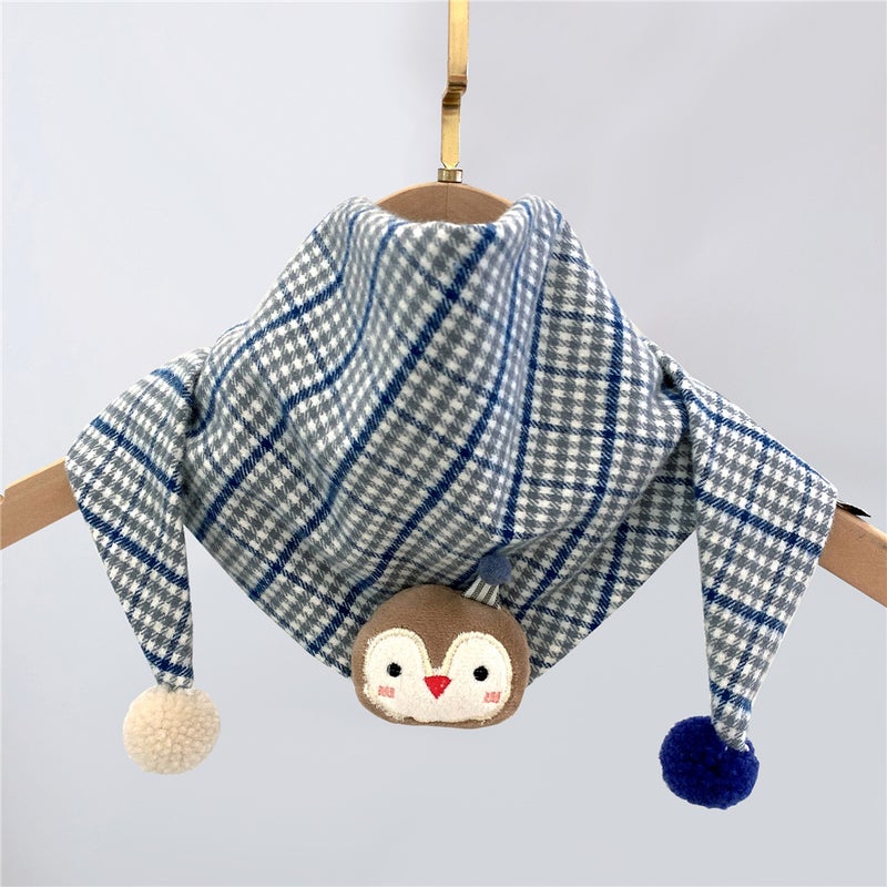 Kids Cartoon Animal Scarf Autumn Winter Warm Black owl 