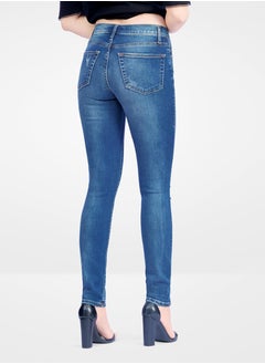 Web Denim Web Denim Blue Highwaist Skinny Stretchable Straight Ripped Denim Pant Fashionable Comfort Fit Casual Cotton Jeans With Pockets For Women  - Image 5