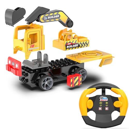 Mirana Build Your Own RC Construction Toy Set for Kids - Remote Control Truck - Multiple Assembly with Auto Drive Mode - AA Battery Operated - Gift for Boys & Girls 4+ Years (Excavator) - Image 1