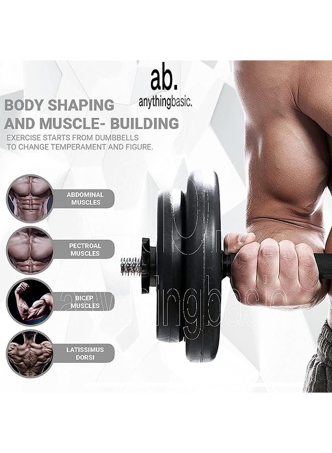 anythingbasic. Adjustable PVC Dumbbell Set of 10Kg (22LB) Includes 4 Plates * 2.5Kg (5.5LB) , 14'' Dumbbell Rod Pair & Nuts | Material : Polyvinyl Chloride | Unisex  - Image 3