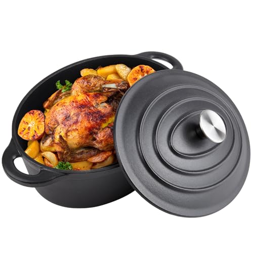 Alathote 5.5 Quart Oval Cast Iron Dutch Oven Pot with Lid, Oven Safe up to 550° F & Dishwasher Safe, Sturdy Dutch Oven Cookware - Image 1