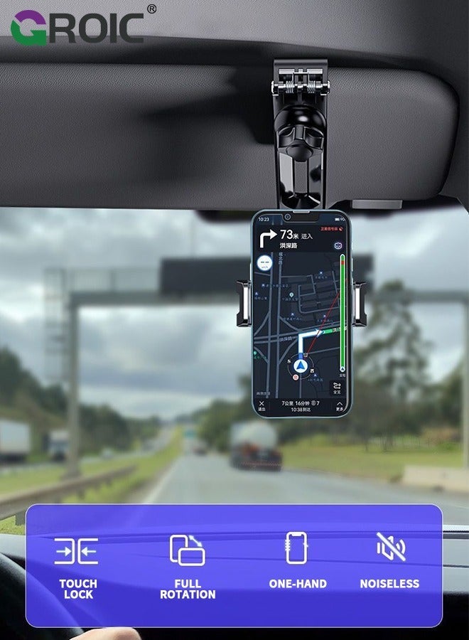 GROIC Grey 360 Rotatable and Retractable Car Phone Holder, Universal Adjustable Holder for Most Phones, Compatible with Smartphones  - Image 2