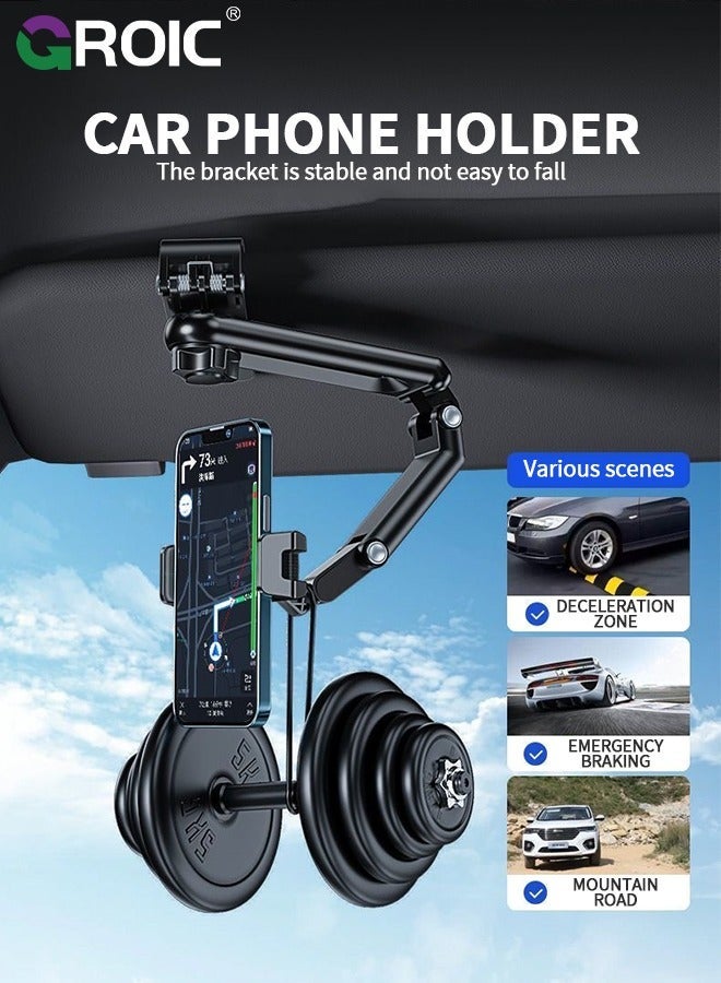 GROIC Grey 360 Rotatable and Retractable Car Phone Holder, Universal Adjustable Holder for Most Phones, Compatible with Smartphones  - Image 3