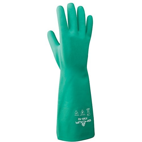 SHOWA 730 Nitrile Chemical Resistant Safety Glove with Cotton Flocked Liner, Food Safe, 15 Mil Thick, 13" Length, X-Large (12 Pair) - Image 1