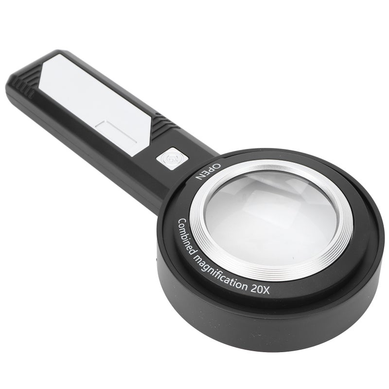 Handheld Magnifying Glass 8X/20X Dual Lens With 6 LED Auxiliary Lights - Ergonomic Non-Slip Handle Portable Rechargeable Magnifier for Low Vision, Elderly, Reading, Antique Appreciation, Manual Repair - Image 5