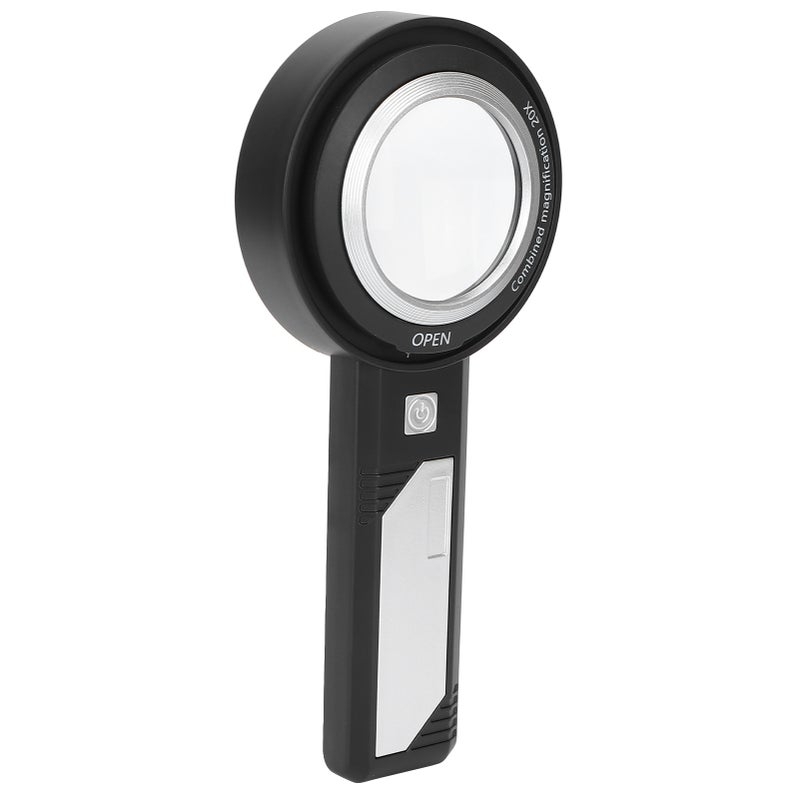 Handheld Magnifying Glass 8X/20X Dual Lens With 6 LED Auxiliary Lights - Ergonomic Non-Slip Handle Portable Rechargeable Magnifier for Low Vision, Elderly, Reading, Antique Appreciation, Manual Repair - Image 3
