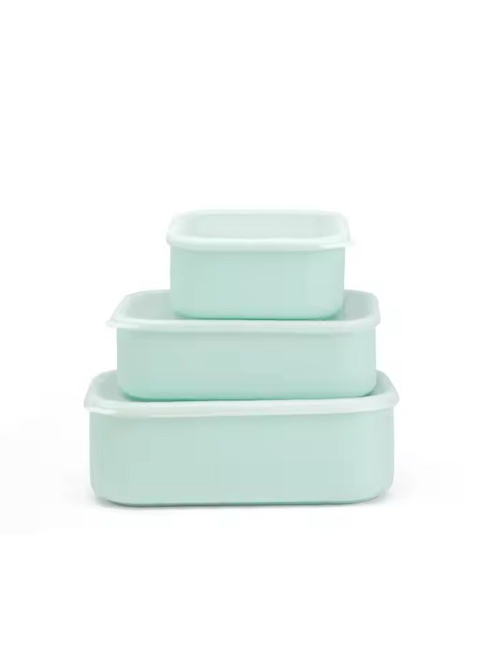Set of three, Lunch boxes for kids, Leakproof Food Storage Portable Lunch Box with Lid Silicone Bento Box for Kids/ Baby Blue (small 9.5*9.5*4.5 CM, medium 18*12*5 CM, large 21.5*14.5*6.5 CM) - Image 1