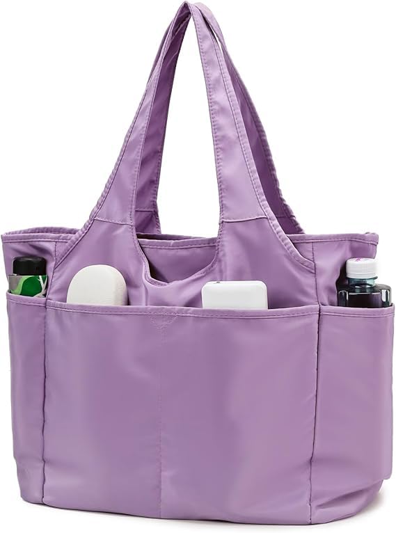 Voroly Tote Bag Women Casual Handbag Shoulder Bag Purses with Zipper and Pockets for Work School Gym Travel Shopping (PURPLE) - Image 1
