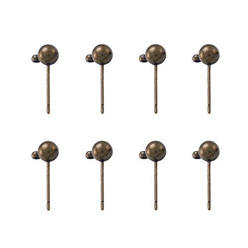 Craftdady 100Pcs Antique Bronze Round Ball Post Stud Earrings 16x5mm Brass Ear Pins with 1mm Loop for Jewelry Making - Image 3