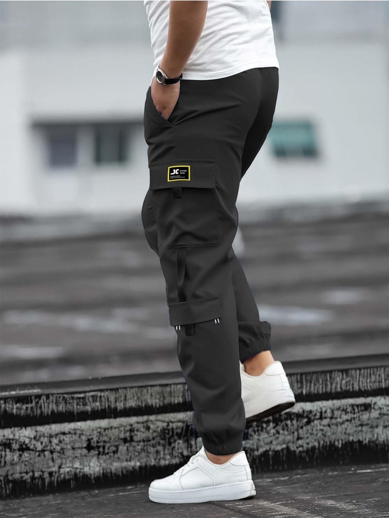 Jump Cuts||Cargo Pants for Men||Stylish Lycra Blended Mens Cargo||Drawstring Relaxed Fit Cargo Pants Dark Grey - Image 2