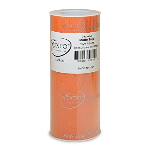 Expo International Decorative Matte Tulle, Lightweight Polyester Tulle Fabric for Tutus, Costumes, and Party Decorations, Washable, Easy-to-Use, 6 Inch x 25 Yards, Orange, Pack of 1 - Image 3