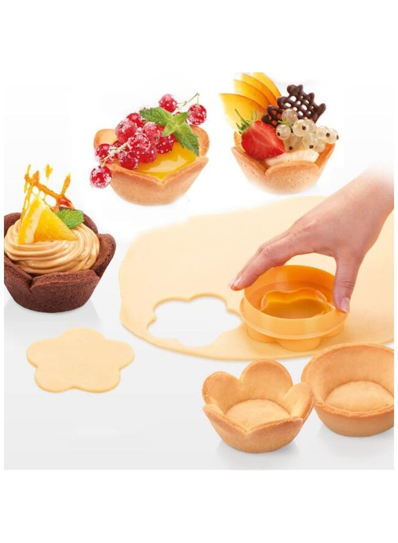 ممون عبوتان من أدوات دك عجينة المعجنات، قوالب بسكويت دائرية على شكل زهرة، قوالب مكبس بسكويت لخبز البسكويت والكعك والفطائر الصغيرة وأدوات المطبخ - Image 2