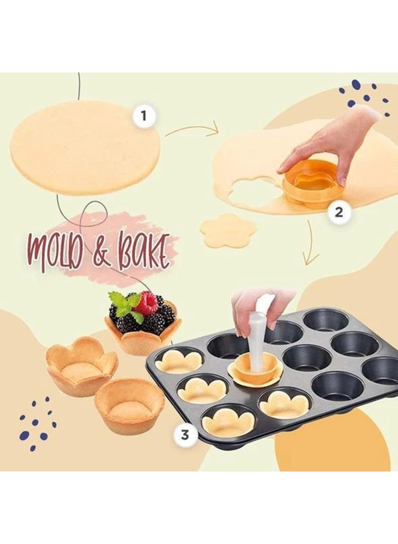 ممون عبوتان من أدوات دك عجينة المعجنات، قوالب بسكويت دائرية على شكل زهرة، قوالب مكبس بسكويت لخبز البسكويت والكعك والفطائر الصغيرة وأدوات المطبخ - Image 3