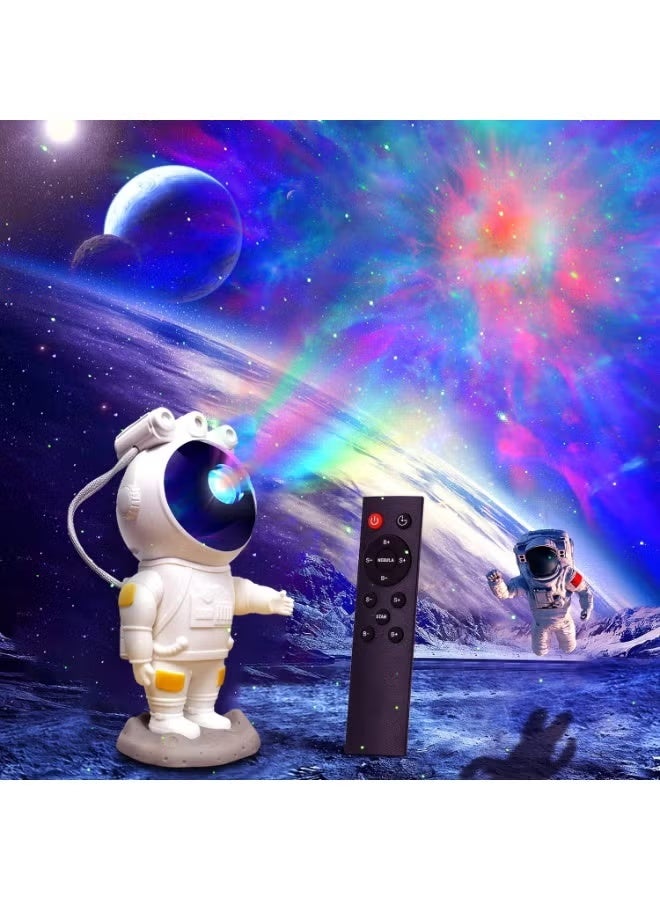 جهاز عرض نجوم المجرة رائد الفضاء، ضوء ليلي، جهاز تحكم عن بعد مع مؤقت، رأس مغناطيسي يدور 360 درجة، أضواء النجوم، ضوء سديم ليلي للأطفال والكبار - Image 1