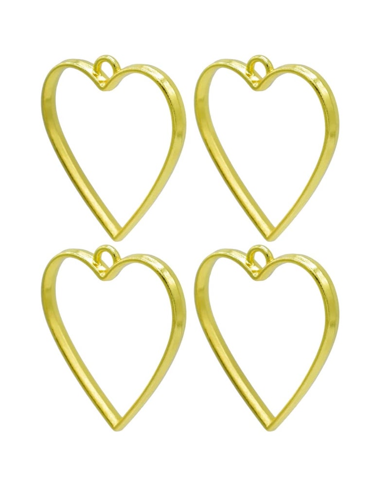 BanteyBanatey BanteyBanatey Golden Heart Shape Open Back Bezels Frame Pendants Charms Bezels Keychains Earrings DIY Jewellery using for Resin Craft Pack of 4 pcs 