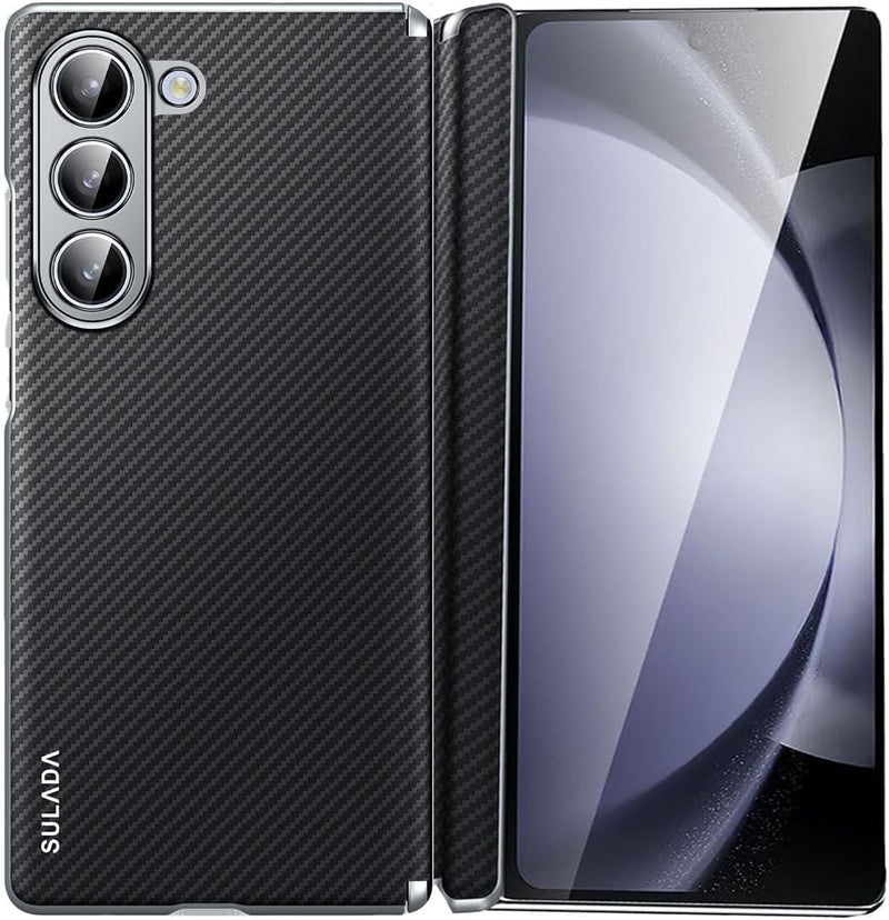 غطاء AOOKAY لـ Z Fold 8 Ultra: غطاء PC مغناطيسي فائق النحافة - شحن لاسلكي وحماية من الصدمات للاستخدام اليومي والتنفيذيين - نسيج ألياف الكربون مع حواف مرتفعة (أسود، Z Fold 8 Ultra)