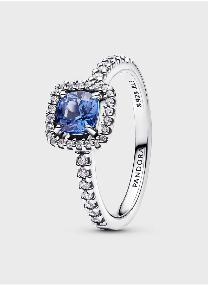 باندورا Sparkling Square Blue Halo Ring