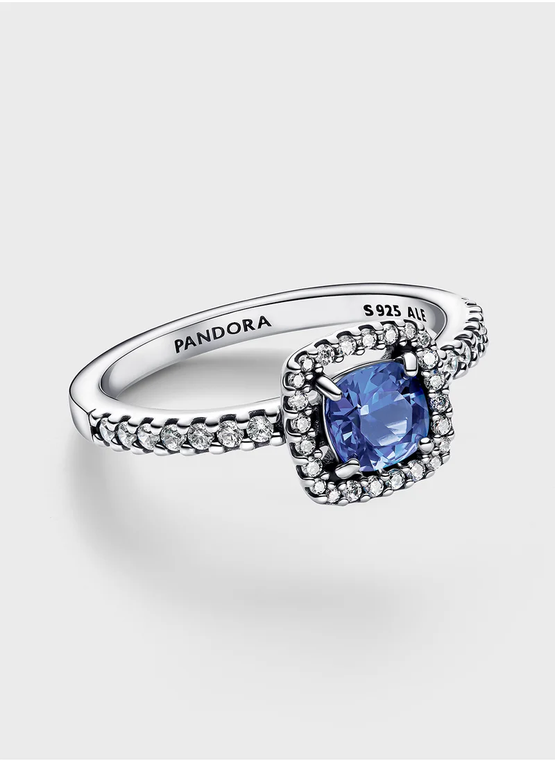 باندورا Sparkling Square Blue Halo Ring