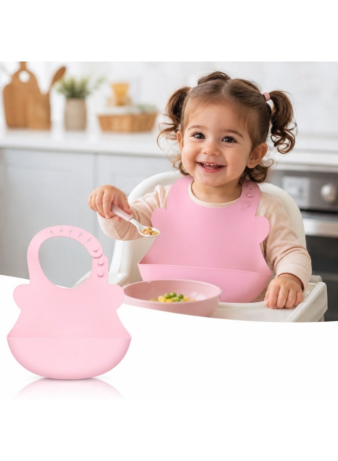 High Quality Food Grade Silicone Baby Bib with Adjustable Design and Deep Food Catcher Pocket, Waterproof and Stain Resistant, Soft Safe Material for Babies, Easy to Clean and Foldable for Daily Use, Travel and Outdoor Feeding - Image 2