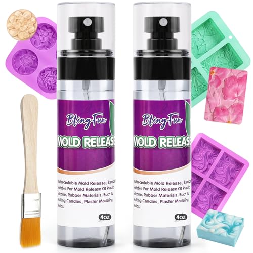 Blingfun Silicone Oil Mold Releaser， 4Oz Molds Release Spray for Candle Making and Epoxy Resin, Fast-Drying Silicone Oil Releaser, Non-Stick Professional Molds Release Agent, Promotes Mold Longevity - Image 1