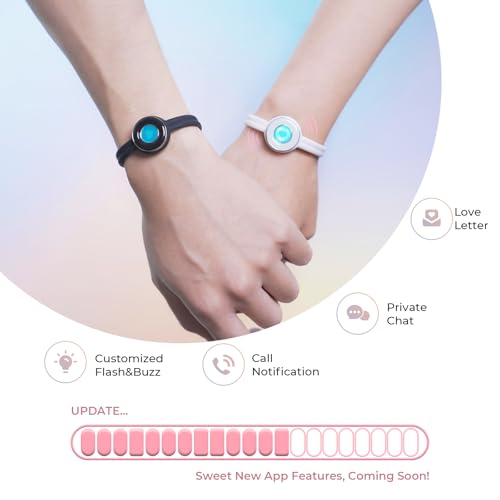 totwoo Long Distance Touch Bracelets, Light up & Vibration for Love - Pair of Couples Bracelets Long Distance Relationship Gifts for Girlfriend, Mother-Daughter, Sisters Bluetooth APP Set Up Pairing Jewelry - Image 3