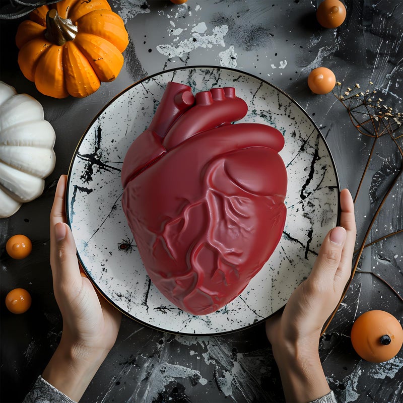Apiocmy Halloween Silicone Molds - Heart Jello Mold with Support Base, 3D Realistic Silicone Human Heart Gelatin Mold Deep Halloween Baking Pan for Halloween Cakes, Breakable Chocolate, Jelly or Pudding - Image 4