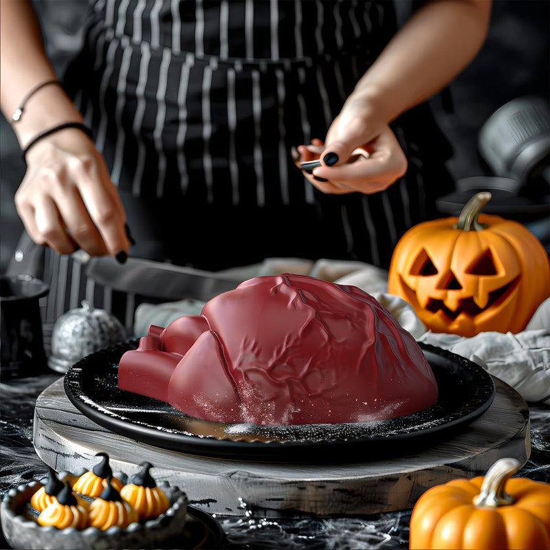 Apiocmy Halloween Silicone Molds - Heart Jello Mold with Support Base, 3D Realistic Silicone Human Heart Gelatin Mold Deep Halloween Baking Pan for Halloween Cakes, Breakable Chocolate, Jelly or Pudding - Image 2