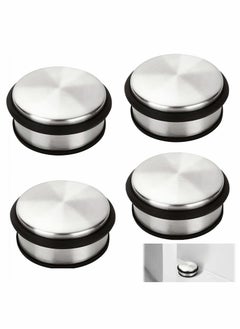 Generic 4 PcsDoor Stop Stainless Steel, Heavy Duty Chrome Door Stopper with Rubber Buffer Ring, Metal Round Door Stoppers for Floor, Safety Door Wedge for Home Office  - Image 1