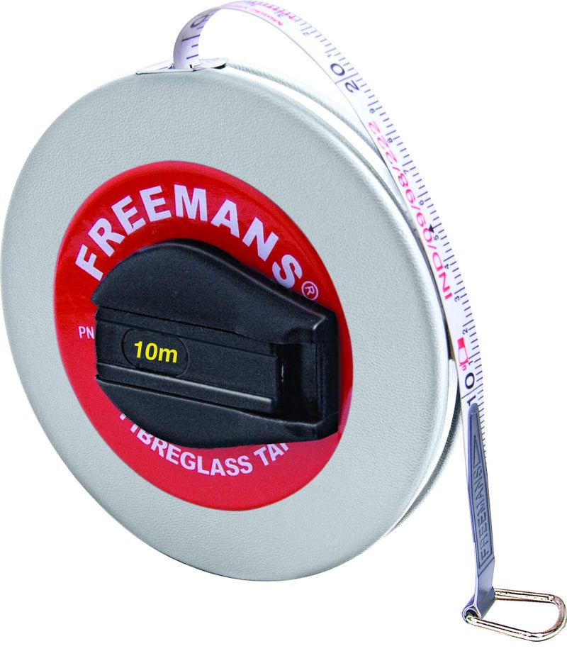 FREEMANS Leatherette 15m:13mm Fibreglass Measuring Tape - 15m/50ft || Case Reinforced with Stainless Steel Band || Durable Winding Mechanism Handle and Stainless Steel Mouth with End Hook - Image 1