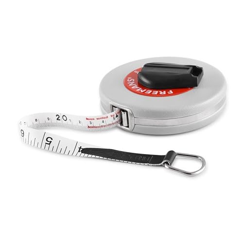 FREEMANS Leatherette 15m:13mm Fibreglass Measuring Tape - 15m/50ft || Case Reinforced with Stainless Steel Band || Durable Winding Mechanism Handle and Stainless Steel Mouth with End Hook - Image 4