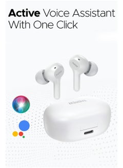 Faster S50 Wireless Earbuds with Active Voice Assistant - 6 Hours Playtime - HiFi Stereo Sound - Bluetooth Earphones with Ultra-Low Latency - IPX5 Sweat & Splash Proof - For Exercise, Gym - Compatible with iPhone & Android (White)  - Image 2