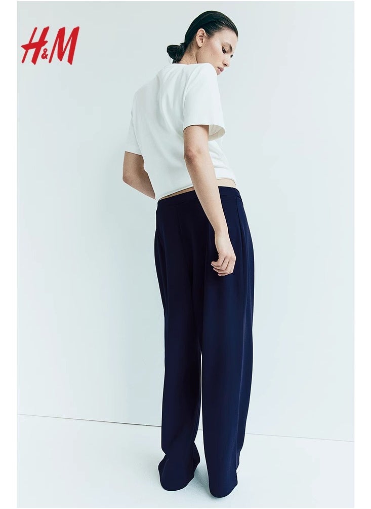 H and M - HM Casual Straight Satin Wide Leg Pants And Trousers - Image 1