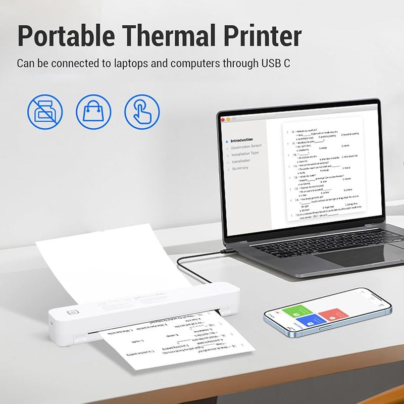 Garosa Portable Thermal Printer Wireless Inkless for iOS OS X with 203dpi HD Print - Image 3