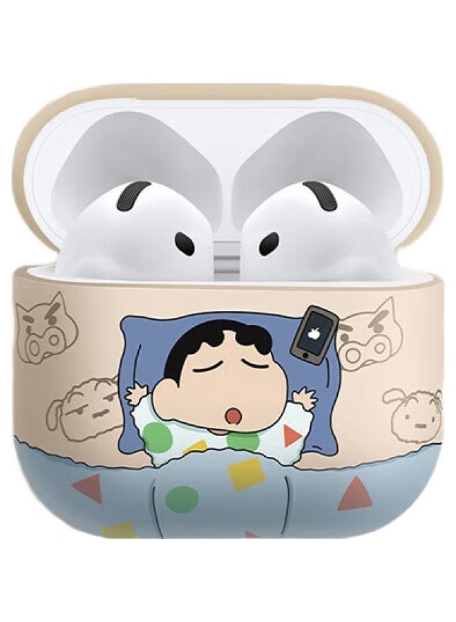 Inkaida Yingkaida واقٍ لـ Airpods 4، غطاء سماعات أذن Apple، غطاء سماعات أذن بلوتوث لاسلكية، غطاء تخزين مبدع مضاد للانزلاق ومقاوم للسقوط، Hanyu Sleeping Crayon Shin-chan أزرق - Image 3