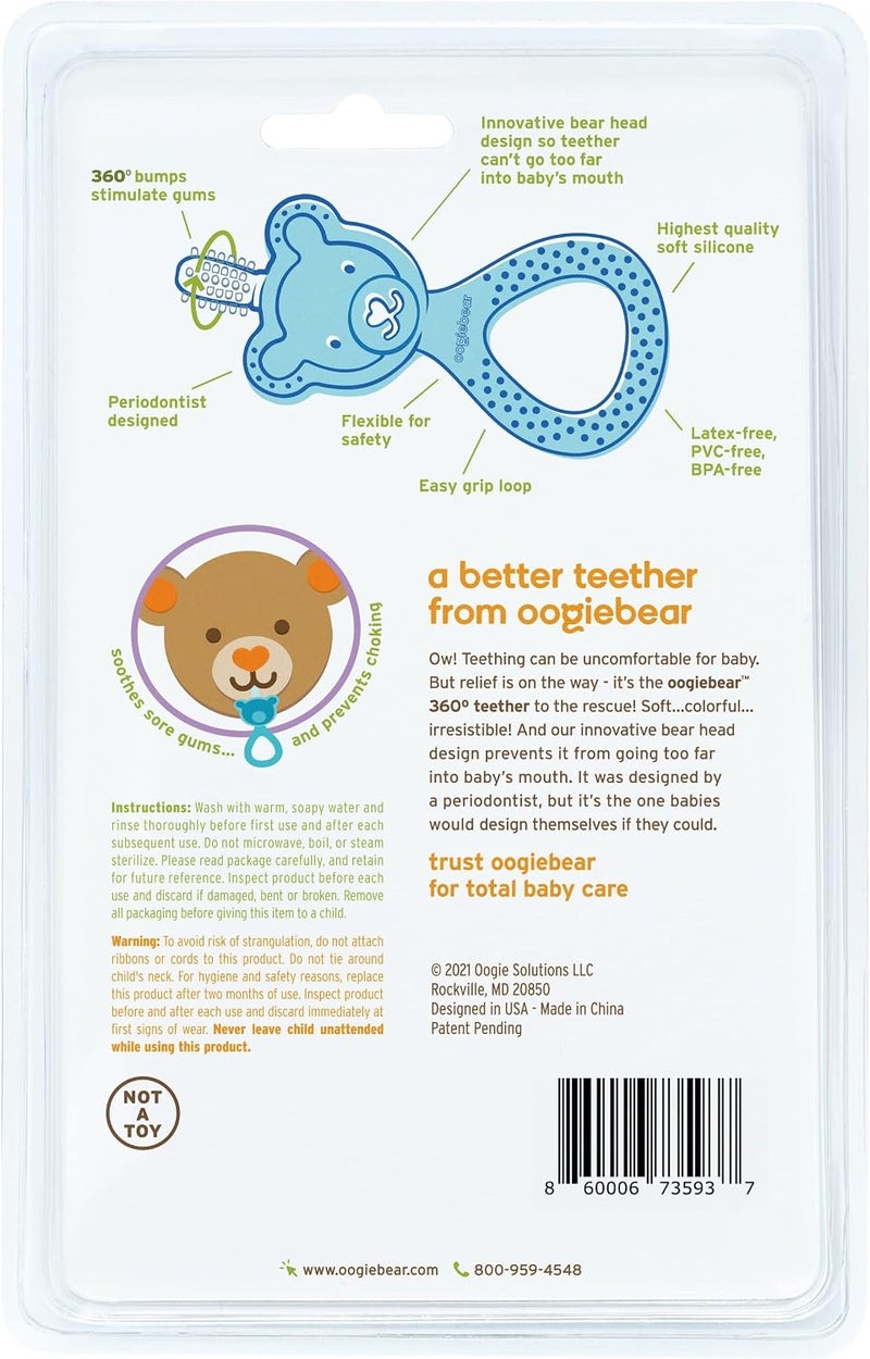 oogiebear 360˚ Teether - Safe Teething Toys for Babies 3 Months and Older | Soft Bristle Teddy Bear Silicone Teether | Super Soft BPA-Free Silicone Teether Toy - Yellow - Image 3