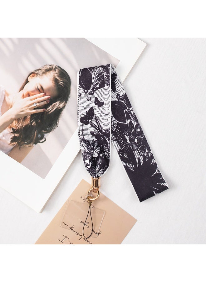 NIBEMINENT Beaded Phone Lanyard, Anti Lost Removable Wrist Strap, Long Satin Chain Pendant Bracelet Pendant, Phone Keychain Lanyard