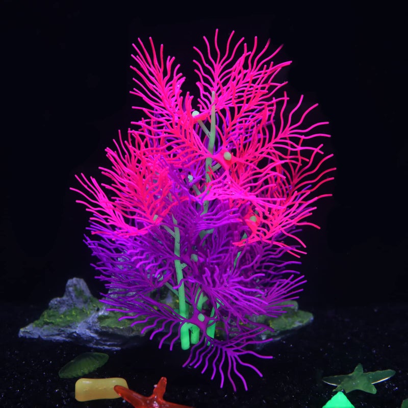 LPFLASAT Aquarium Decorations Glowing Silicone Ornament for Tank Landscape Decor Betta Fish Tank Purple
