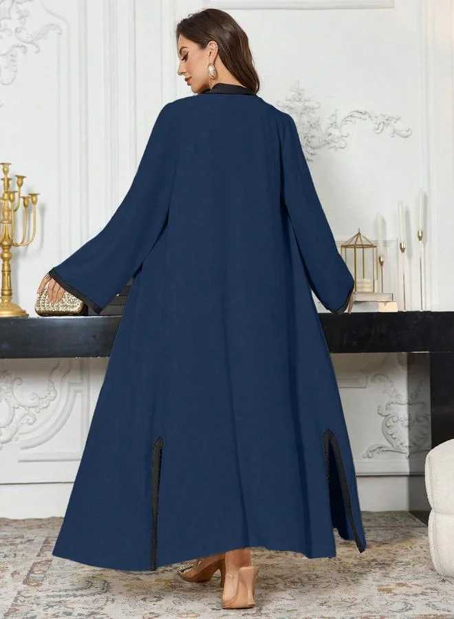 Take Two Take Two Contrast Trim Open Front Kimono and Inner Dress Modest Set