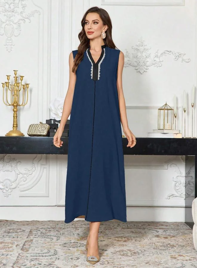 Take Two Take Two Contrast Trim Open Front Kimono and Inner Dress Modest Set