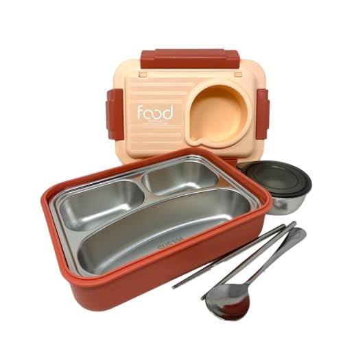 Kitchen Bloom Stainless Steel Bento Lunch Box 3 Compartment with Steel Cutlery, Heating Insulation | Lunch Box for Office Men, Women & Kids | Tiffin Box (Random Color) 1000 ML - Image 3