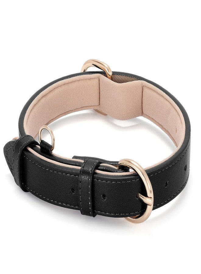 WHIPPY Soft Padded Leather Dog Collar for Small Medium Large Dogs Heavy Duty Dog Collar with Adjustable Rust-Proof Metal Hardware,Black - Image 1