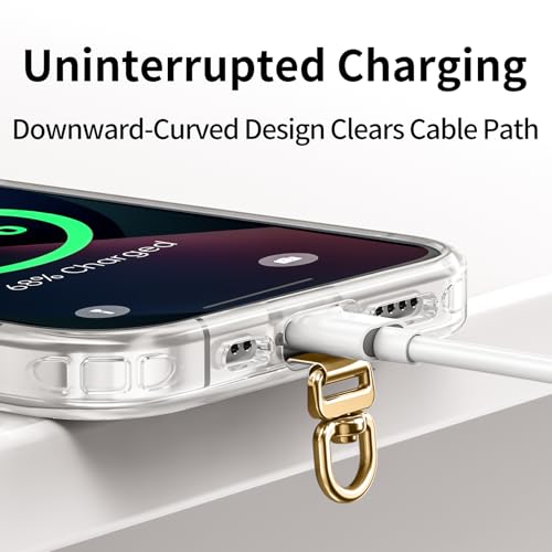 saxsion Phone Tether Tab & Lanyard Tab, 360° Swivel Clip - Ultra Thin Stainless Steel Universal Patch for All Phone Cases, No Block Charging (Champagne Gold*2) - Image 5