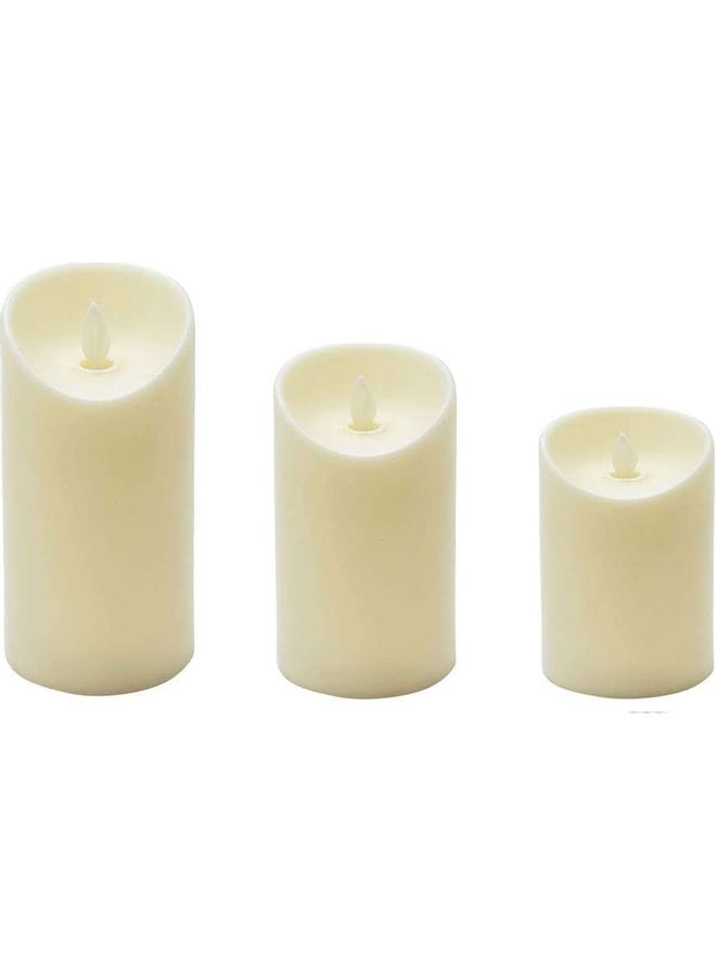 Battery Powered Flameless LED Tea Light Candle Set in White - Large, Medium, Small - 15x7.5cm, 12x7.5cm, 10x7.5cm  - Image 1
