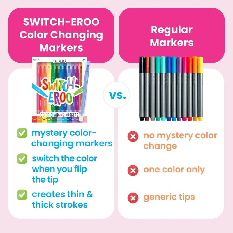 Ooly 12 Pack Switch-eroo Color Changing Markers, Dual Tip Markers for Kids, Double Ended Chisel Tip Marker Set Great for Art Supplies, Drawing and Stationery Sets - Image 3