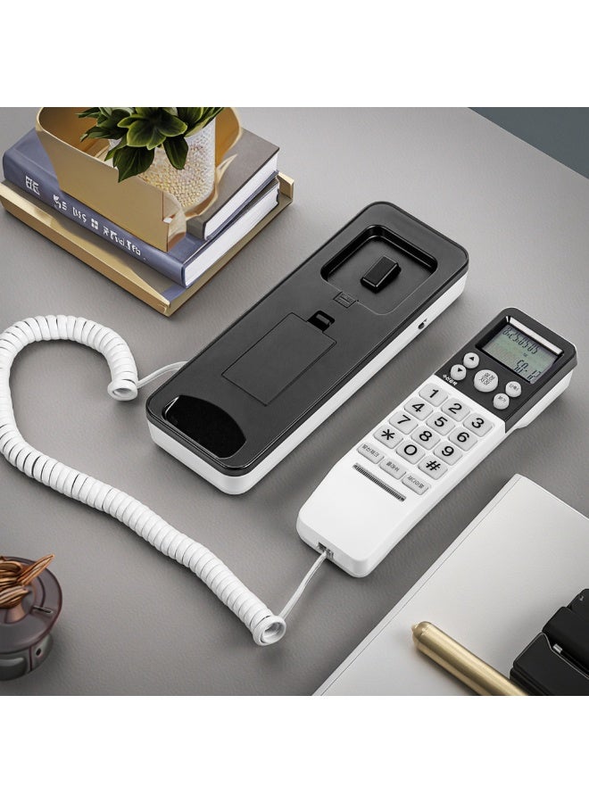 The 108BE landline phone features caller ID, an LCD screen, a comfortable keypad, and a modern design suitable for home and office, available in black and white. - Image 1